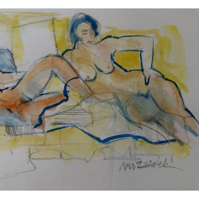 This watercolor painting of women posing, has a loose and expressive feeling and the colors are bold and vibrant. The...