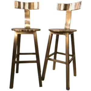 A Pair of Deco Style Steel Bar Stool