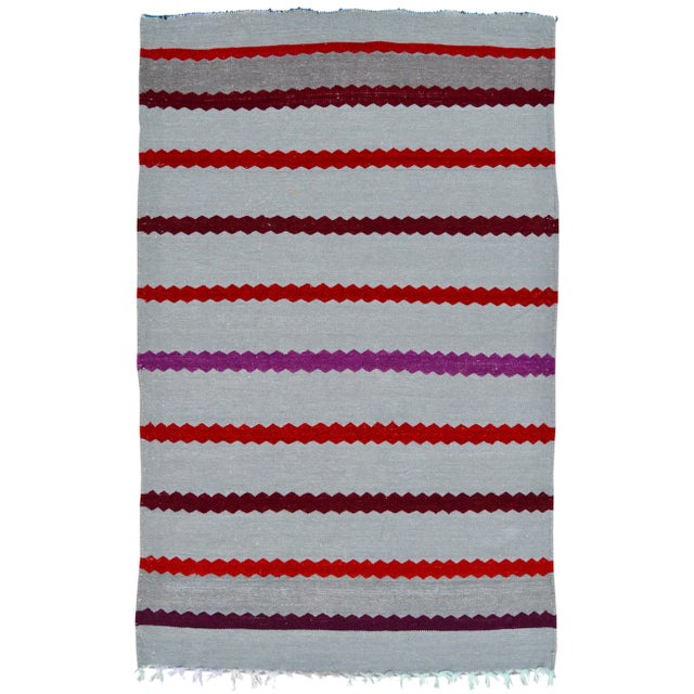 Abstract Late 20th Century Vintage Moroccan Rug - 5'2'' X 3'2'' For Sale - Image 3 of 3