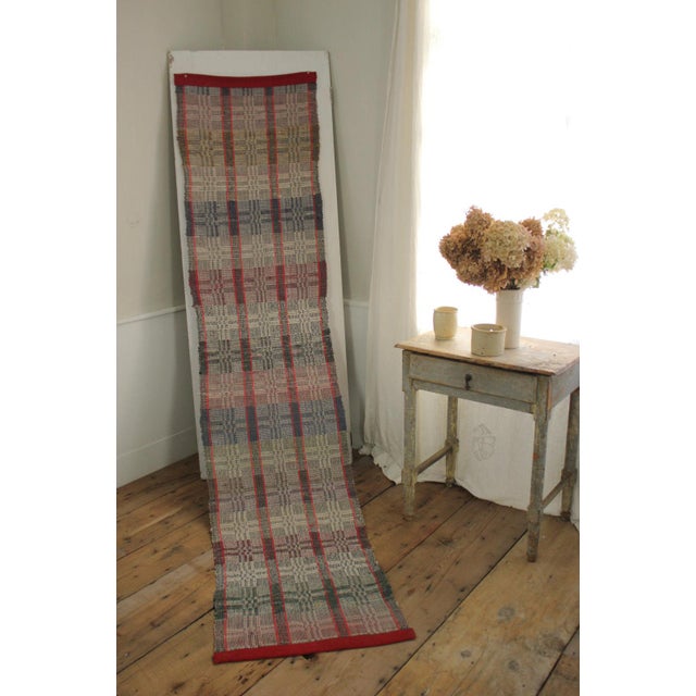 Rag Rug Vintage European Carpet Stair Runner 108 by 24 Inches Red and