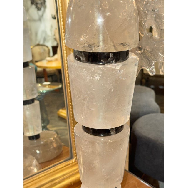 Pair of French Polished Rock Crystal Lamps For Sale - Image 4 of 7
