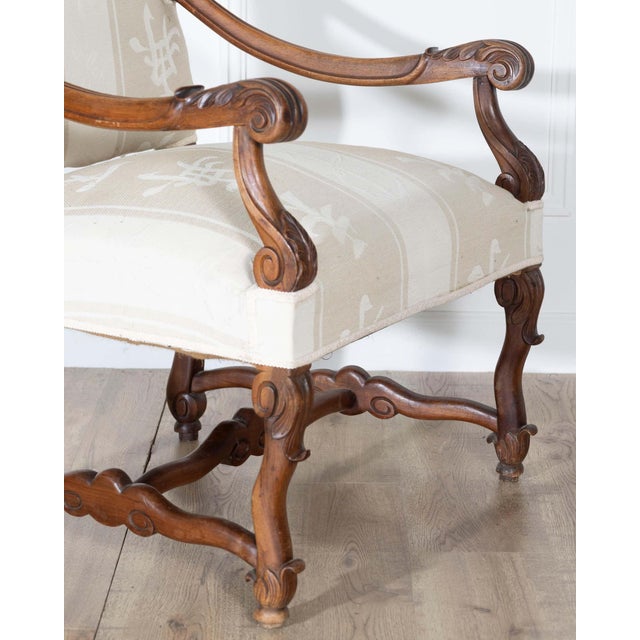 Mid 20th Century Pair of Large Louis XIII Style Carved Oak Armchairs For Sale - Image 11 of 12