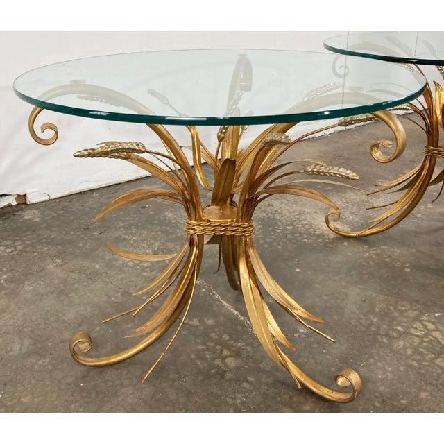 Mid 20th Century Vintage Italian Gilt Sheaf of Wheat Side Table Pair For Sale - Image 5 of 9