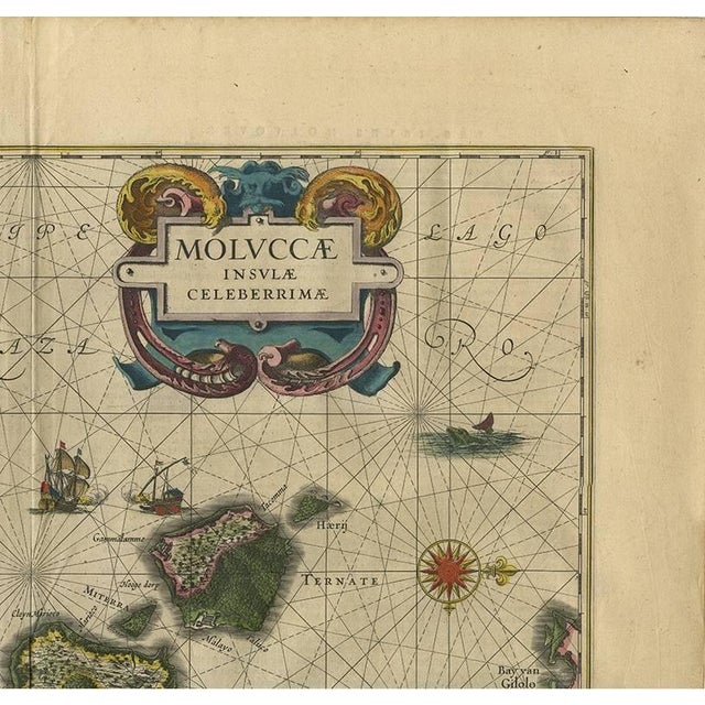 Antique Map of the Spice Islands Moluccas by W. Blaeu, 1640 For Sale - Image 3 of 6
