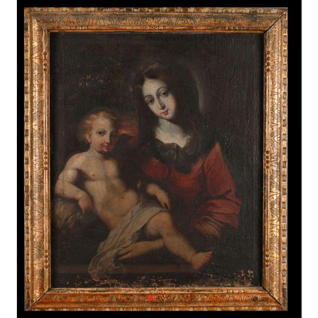 French School Artist, Virgin and Child, Early 17th Century, Oil on Canvas For Sale - Image 5 of 6