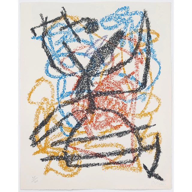 Untitled from Je Travaille Comme un Jardinier. Lithograph on Rives vellum paper. Hand signed lower right by Joan Miro....