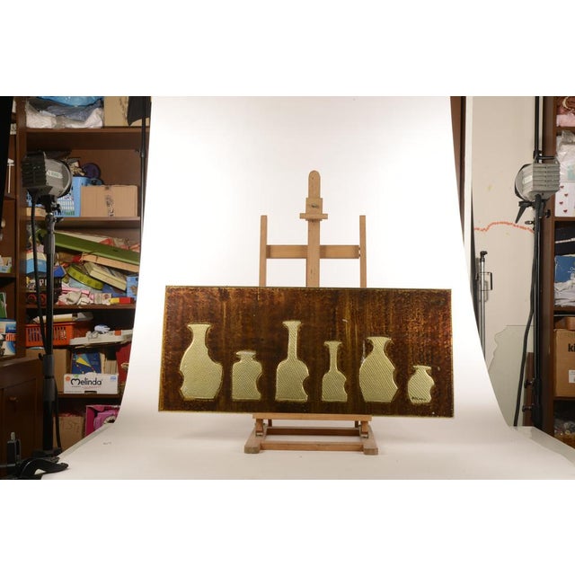 Decorative bottle vase signed odevain from the 60s category design objects style 80s dimensions: height 40 cm width 90.5...