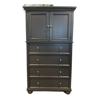 Pottery Barn Black Wooden Storage Cabinet For Sale