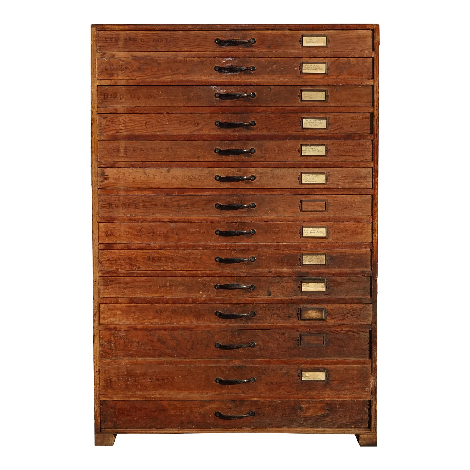Vintage Industrial Typesetter or Craft Flat File Cabinet W 14 Drawers W ...