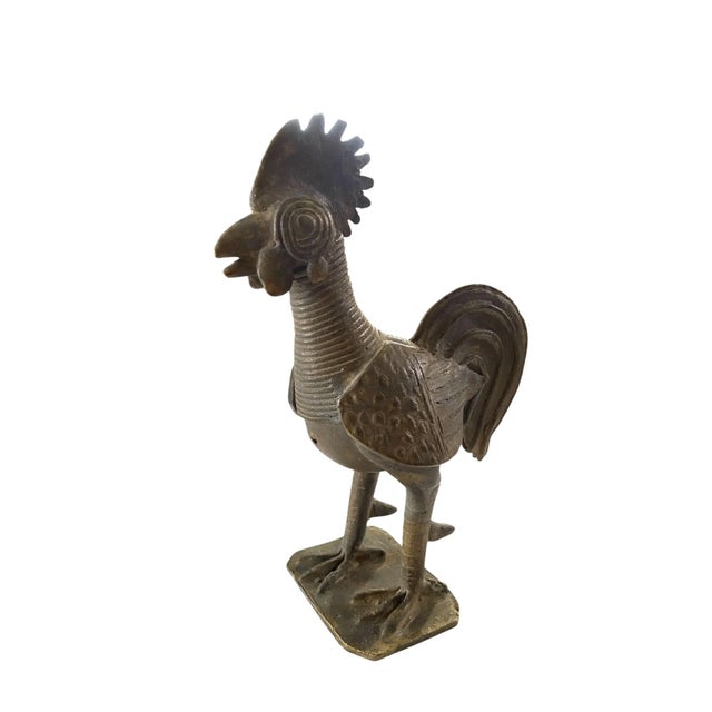 Metal Vintage Bronze AfricanTribal/ Ashanti Akan of a Bird/ Rooster Ivory Coast For Sale - Image 7 of 7