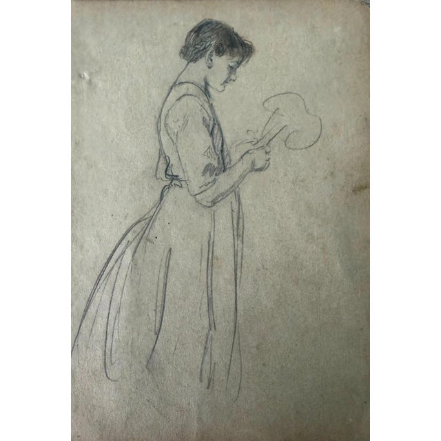 Beige Heinrich Pforr, Studies of Women, 1920s, Pencil For Sale - Image 8 of 13
