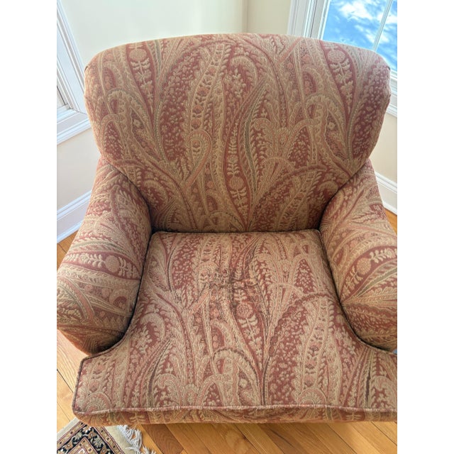 1990s Pair of Roll Back Upholstered Lounge Chairs Attributed to Ethan Allen For Sale - Image 10 of 10