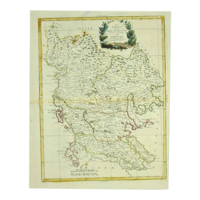 Antonio Zatta, Map of Greece, Etching, 18th Century For Sale