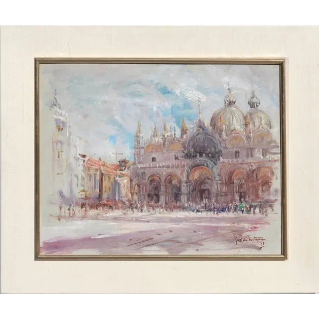 Early 20th Century "St. Mark's Basilica" Landscape Painting, Framed For Sale - Image 4 of 4