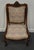 Vintage Antique Solid Mahogany Gothic Revival Jacobean Upholstered Arm Chair For Sale - Image 9 of 10