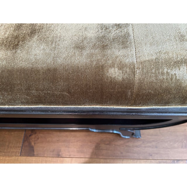 Drexel Heritage Custom Upholstered Dark Wood Bench For Sale In West Palm - Image 6 of 12