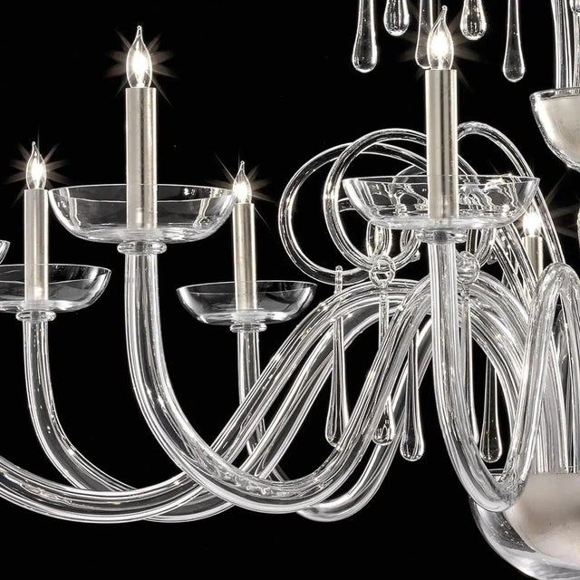 Grand Venetian Curls Murano Glass Chandelier in Clear Glass by Simoeng for Simoeng For Sale - Image 6 of 7