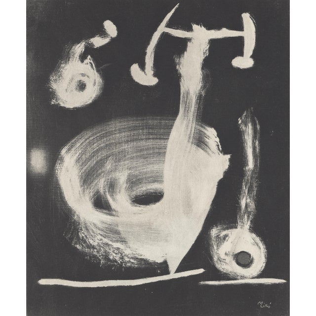 Monochrome lithograph after Joan Miró, from the album "L'Oiseau Solaire, L'Oiseau Lunaire, Etincelles" (The Sun Bird, The...