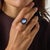 Early 20th Century Early 20th Century Victorian Moonstone Diamond Blue Enamel 14k Yellow Gold Ring, Size 6 For Sale - Image 5 of 6