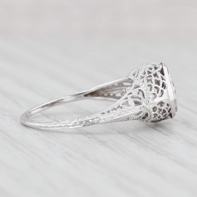 Modern 0.25ctw Diamond Solitaire Engagement Ring 14k Gold Antique Style Filigree Size 7 For Sale - Image 3 of 8