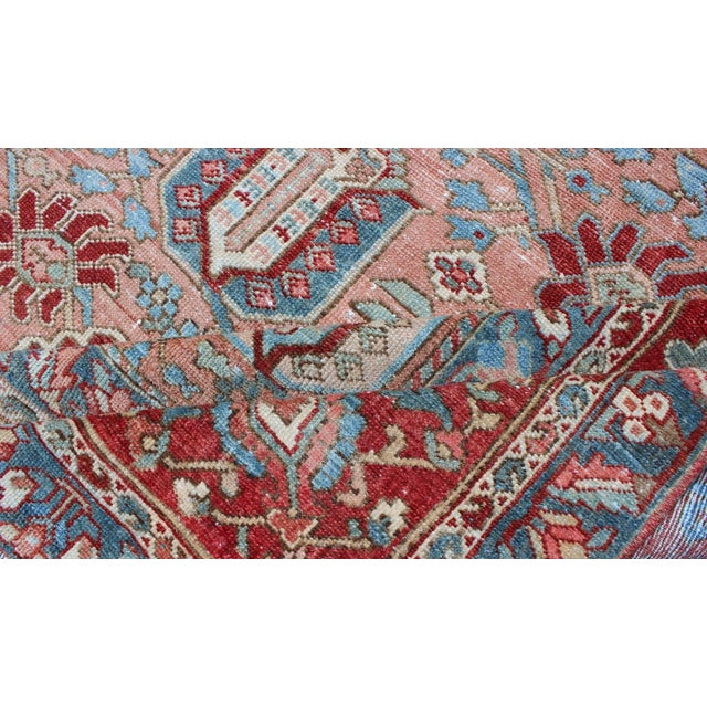 Antique Persian Bakhtiari Rug Featuring Repeating Floral Motifs and Rich Red 10 X 12 For Sale - Image 12 of 12