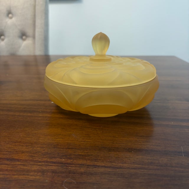 Yellow Vintage Art Deco Imperial Glass Candy Dish For Sale - Image 8 of 10