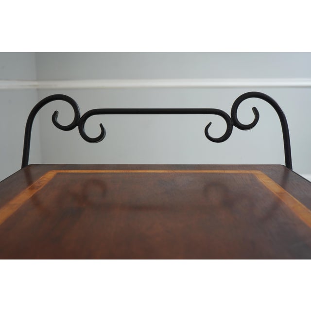 Wrought Iron Mahogany Rolling Bar Cart For Sale - Image 9 of 12