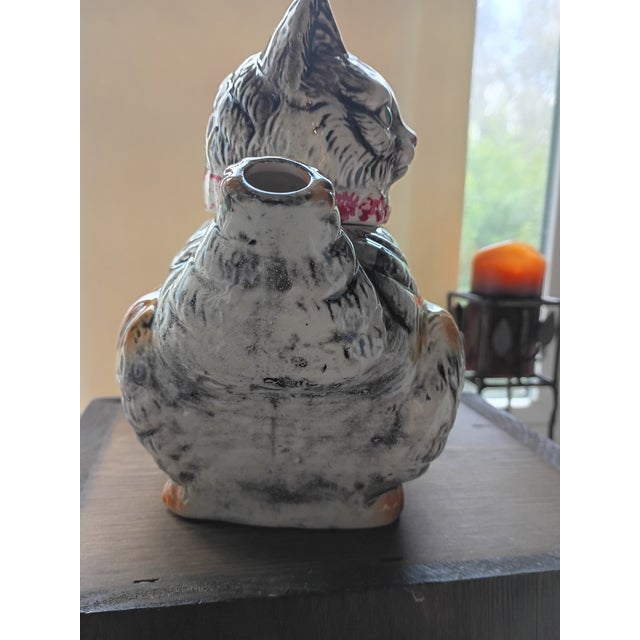 Japanese Mid-Century Japanese Ceramic Tabby Cat Figural Teapot For Sale - Image 3 of 9