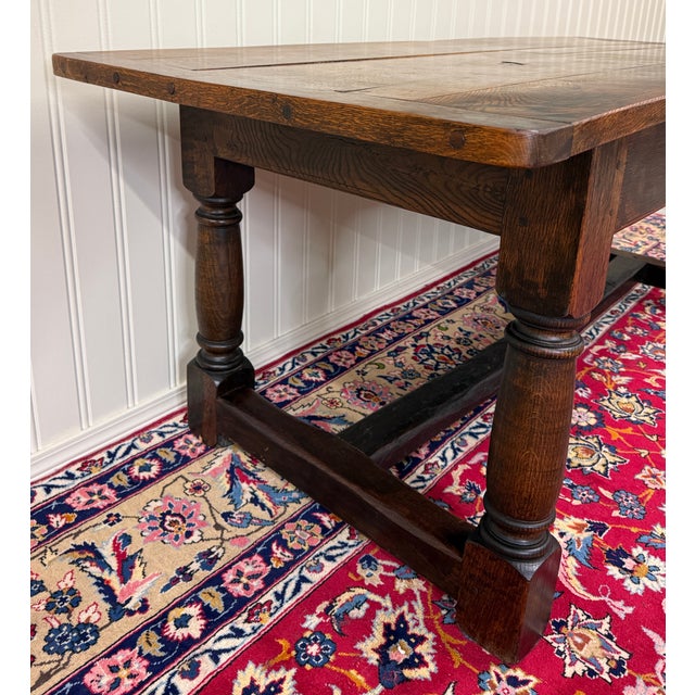 Antique English Country Farm Dining Breakfast Table Farmhouse 75" Wide Oak 19thC For Sale - Image 14 of 16