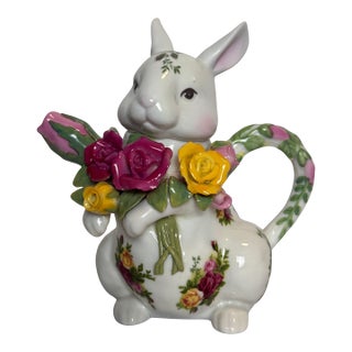 Royal Albert Old Country Roses Easter Bunny Teapot, C. 2010 For Sale