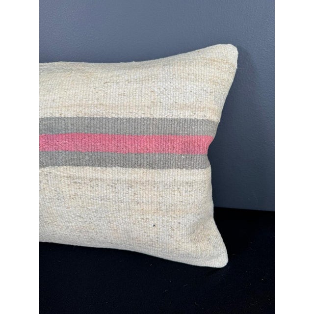 Turkish Hemp Pillow Cushion Natural Beige Pink Pillow Cushion Cover 16" x 24" For Sale - Image 4 of 4