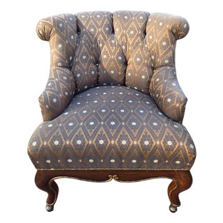 Marge Carson Boudoir Lounge Accent Chair French Tuffed Wingback Armchair Regency For Sale