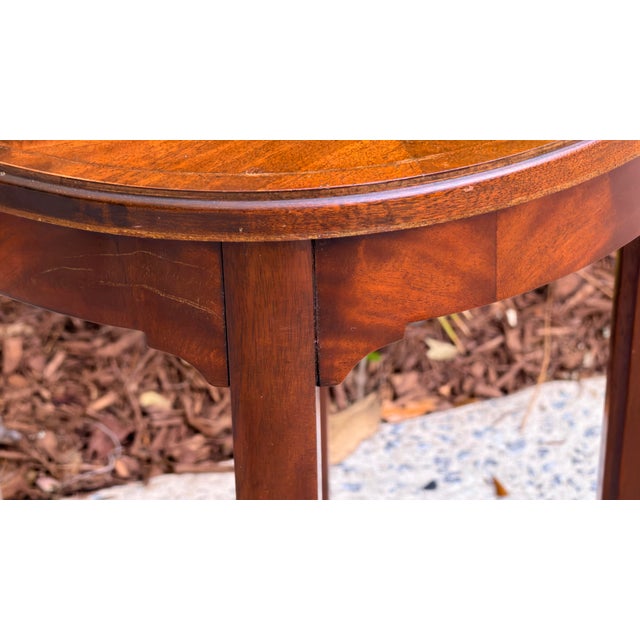 Antique Flame Mahogany Inlaid Round Side Table For Sale - Image 11 of 11