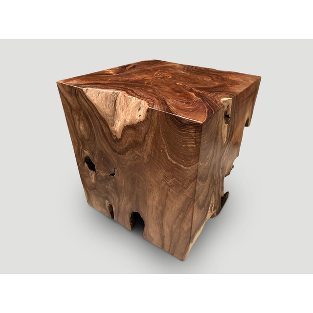 Contemporary Andrianna Shamaris Sculptural Teak Wood Side Table For Sale - Image 3 of 6