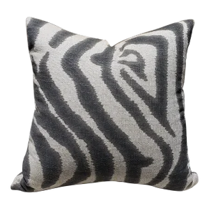 Lacefield Designs Zebra Ikat Steel Gray Sand Linen Animal Fabric