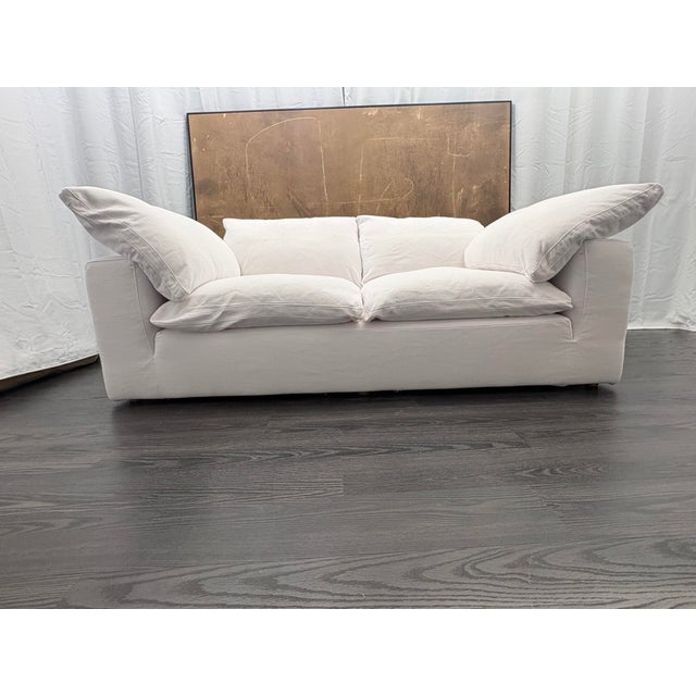 2010s Rh Cloud 7' Luxe Sofa — 2-Cushion | Perennials Performance Textured Linen Weave | White For Sale - Image 5 of 18