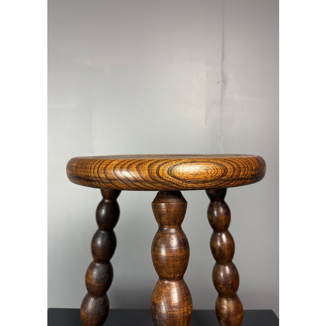 Mid-Century Turned Wood Bobbin Stool in the style of Charles Dudouyt, France, 1950s For Sale - Image 12 of 15