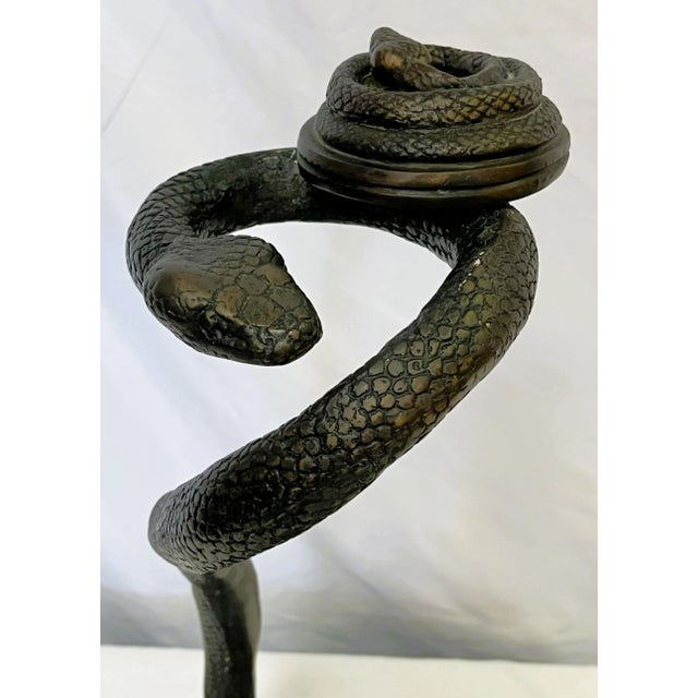 Vintage Cast Iron Coiled Snake Stand With Baby Snake For Sale - Image 4 of 12