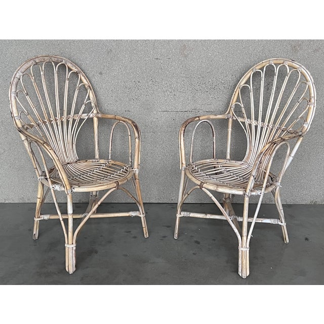 1960s Pair of Spanish Bamboo Armchairs With Ovaled Back Rest For Sale In Miami - Image 6 of 9