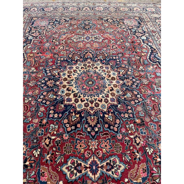 Northeast Antique with Blooming Jewel Flora Rug 10 x 13.9 For Sale - Image 10 of 14