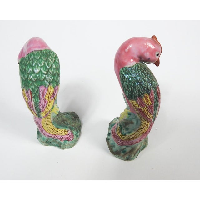 Small Late 19th Century Chinese Export Pink Porcelain Birds - A Pair For Sale - Image 4 of 6