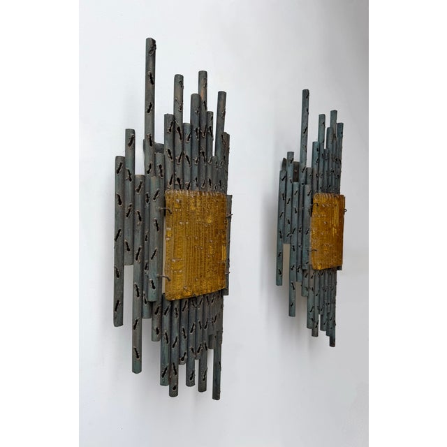 1970s Wrought Iron and Glass Sconces by Marcello Fantoni - Pair For Sale - Image 9 of 12