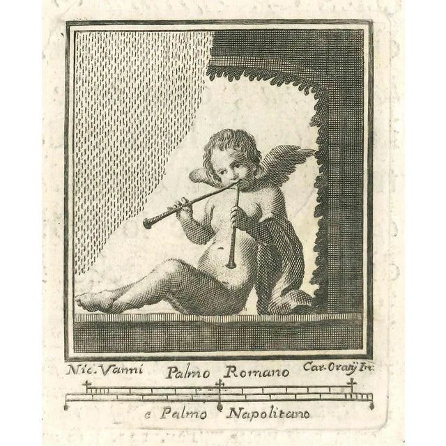 Roman Still Life Fresco from "Antiquities of Herculaneum" is an etching on paper realized by Carlo Oraty in the 18th...