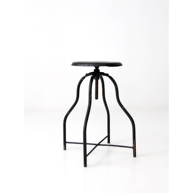 Metal Antique Industrial Adjustable Metal Stool For Sale - Image 7 of 13