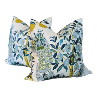 Schumacher Citrus Garden Pool Pillow Covers- Set of 2 For Sale