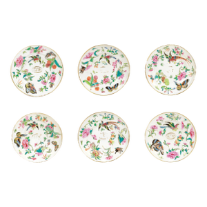 Set of 6 Antique Chinese Export Porcelain Famille Rose Plates