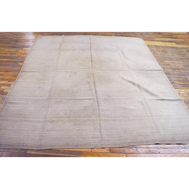 Mid-Century Modern 1950s White Cream Modern Tribal Vintage Kilim Nw Persian Flat Woven Rug 7'10" X 9'2" Wool Carpet For Sale - Image 3 of 4