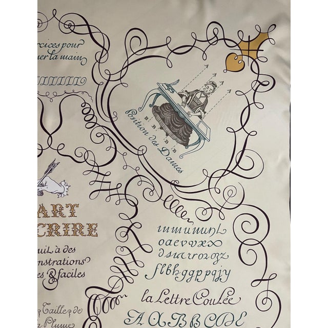 HERMES the ART of WRITING silk scarf by Maurice Tranchant 2005 For Sale In New York - Image 6 of 9