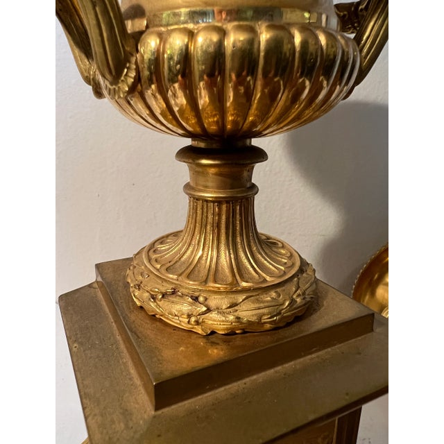 19th Century Neoclassical Gilt Bronze Grand Tour Mounted Urns - a Pair For Sale - Image 11 of 12