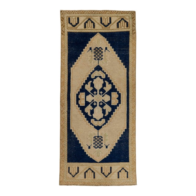 Turkish Mini Rug Oriental Hand Knotted Vintage Rug 1'8" x 3'10" #21280 For Sale